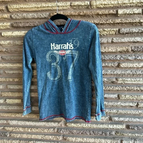 Harrah's Original Blue Hoodie Long Sleeve T Shirt - Picture 2 of 6